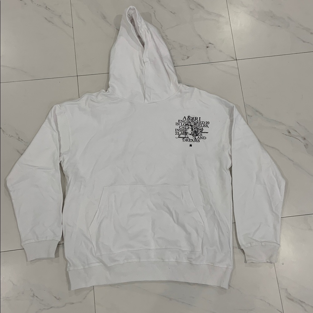 Amiri Hoodie Pullover for Men White Dreams & Imaginations Logo Size Large